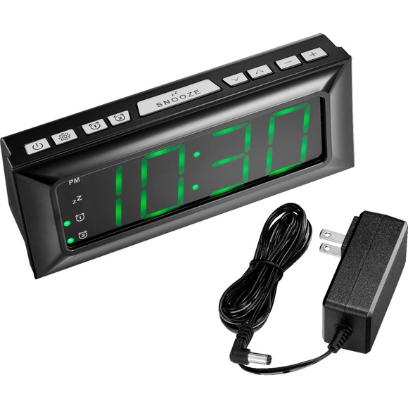 Best Buy essentials™ - BE-CLOPP3 Digital AM / FM Dual Alarm Clock - Black - Picture 2 of 4